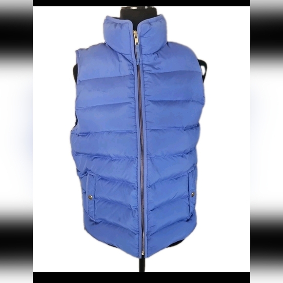J.Crew Womens Mountain Puffer Perrywinkle Blue Quilted Lightweight Down Vest M - Picture 2 of 15
